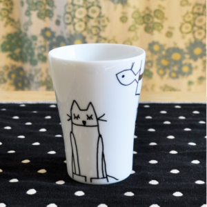 Tasse sans poignée CAT IN NY couleur W(blanc)